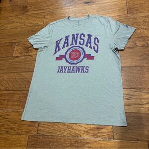 Mens Kansas Jayhawks KU Adidas Shirt Large Lightweight Thin Gray University EUC